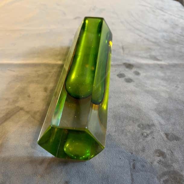 1960s Mid Century Modern Sommerso Murano Glass Hexagonal Vase By Mandruzzato photo Home Decor