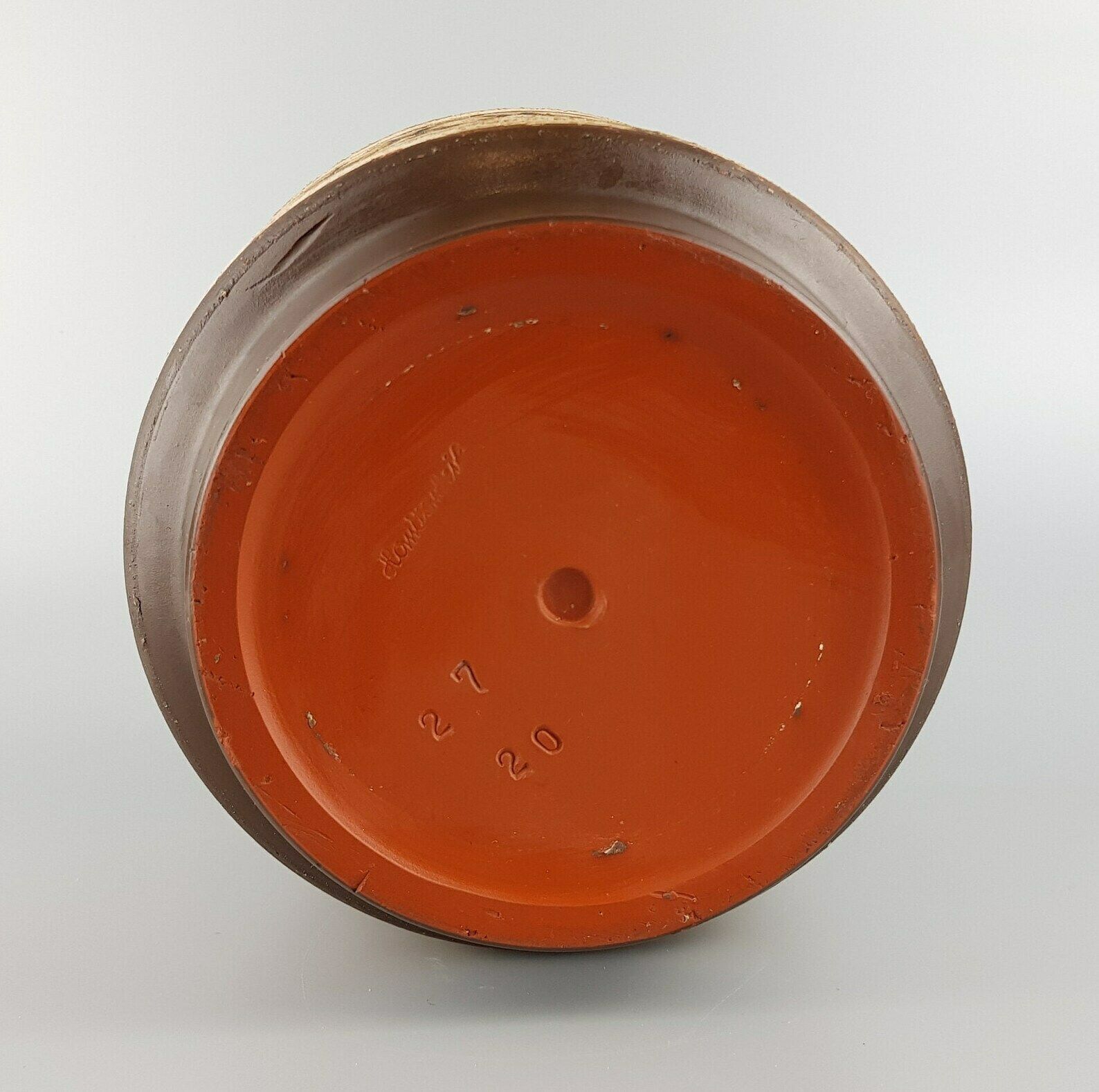 Vintage Dumler And Breiden Keramik Brown And Beige Flower Pot Planter With Incised Pattern West German Pottery 1950s photo 76.0