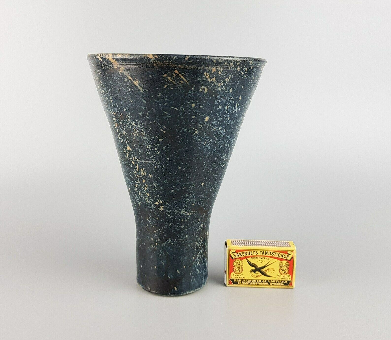 Vintage Gerhard Liebenthron Studio Art Pottery Funnel Shaped Vase West Germany 1978s photo furniture