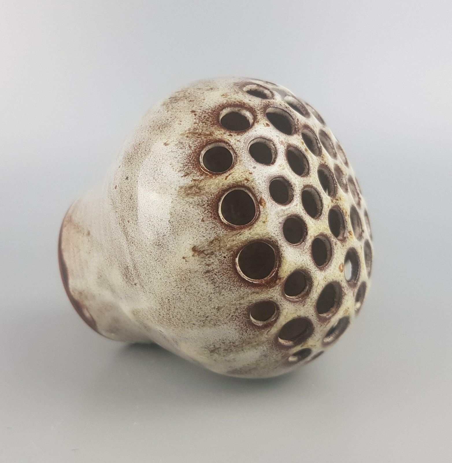 Vintage Studio Art Pottery Beige And Brown Vase By Werkstatt Christine Und Rainer Serocka From West Germany photo Home Decor