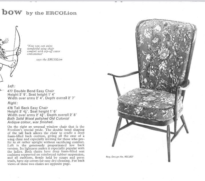 photo furniture Ercol Tall Back Easy Chairs.