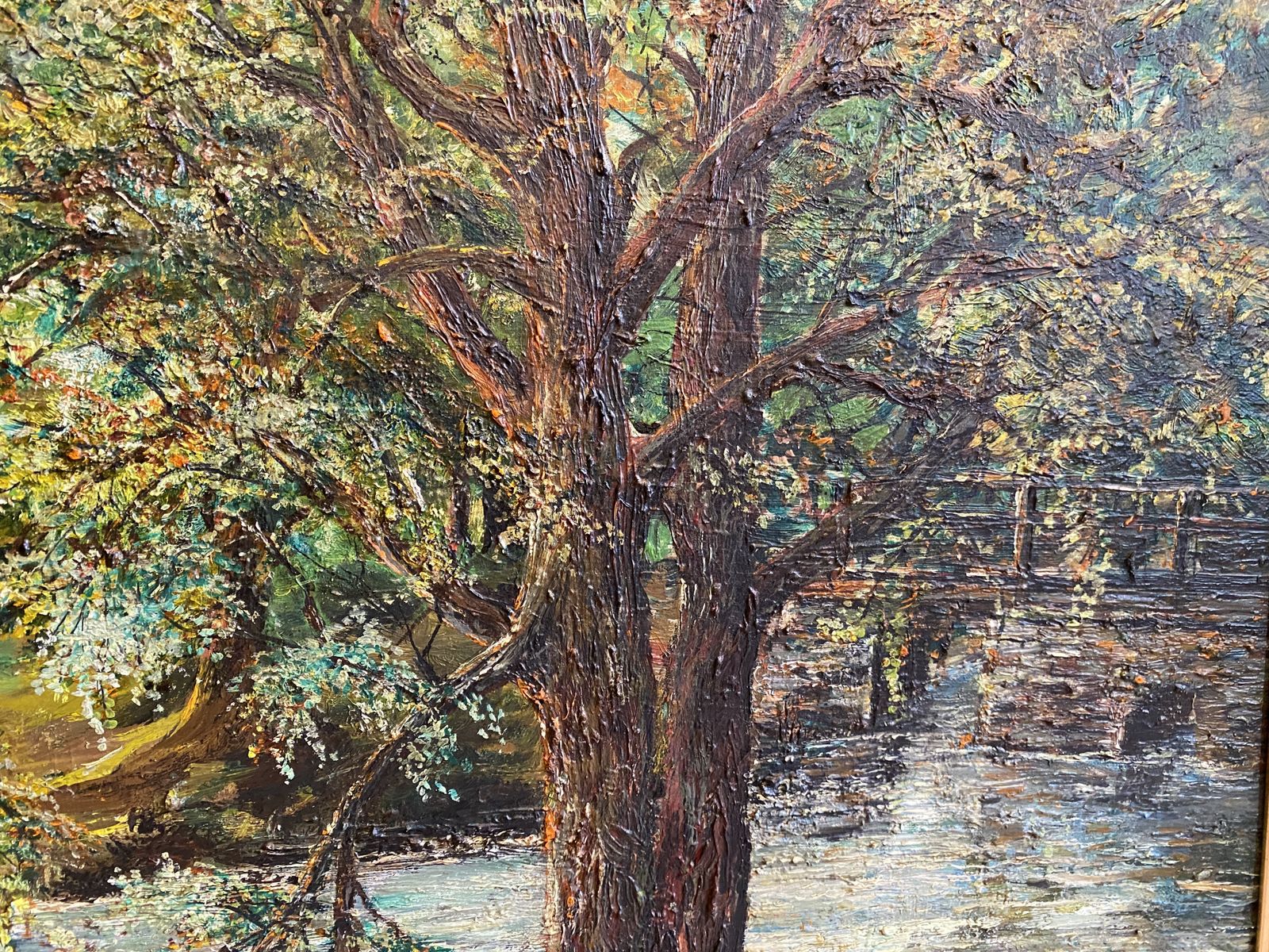 Oil Painting   Woodland And River Scene Signed Te Raisbeck photo vinterior
