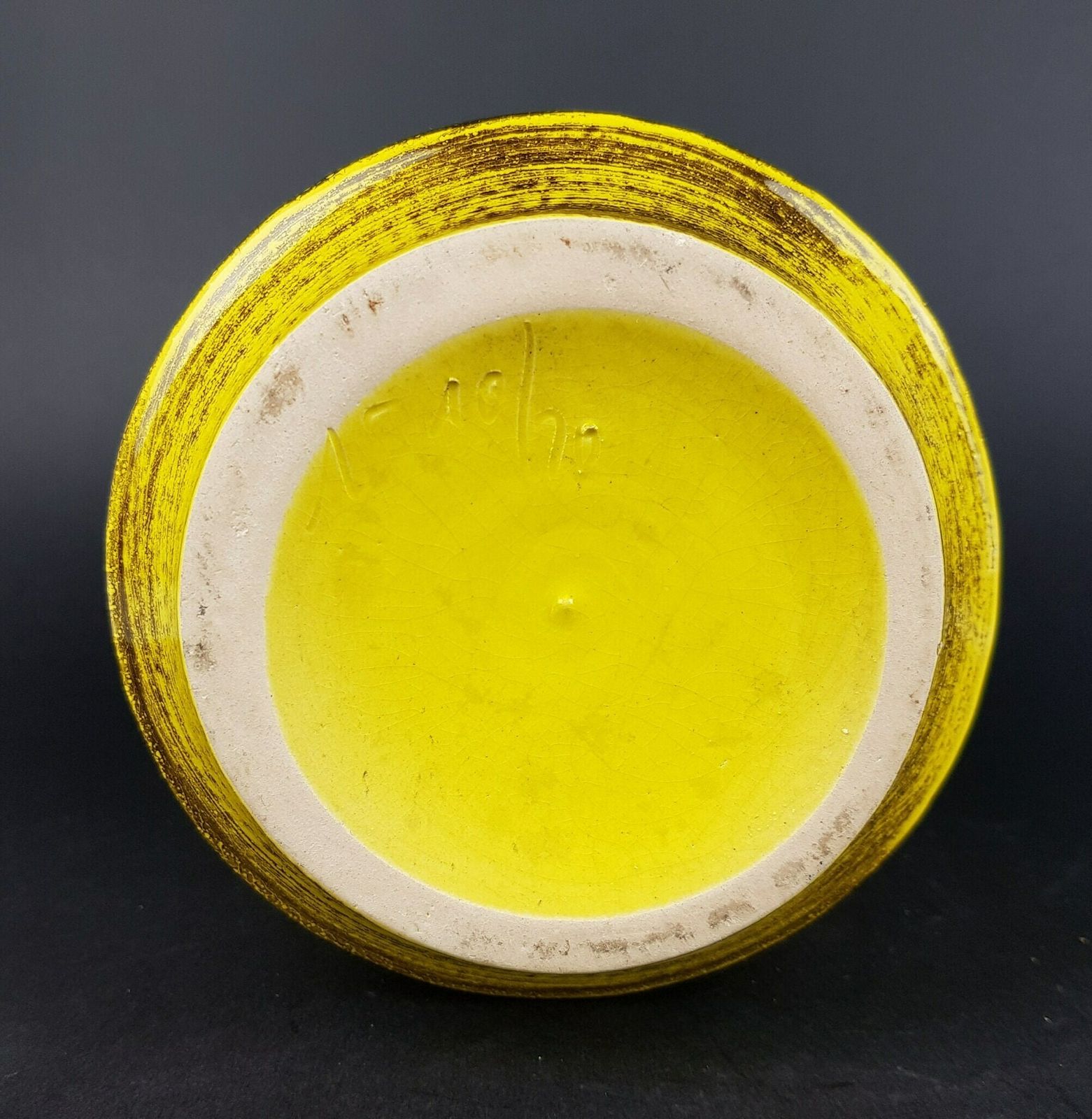 Vintage Silberdistel Keramik Yellow Vase With Black Accents West German Pottery 1970s photo vinterior