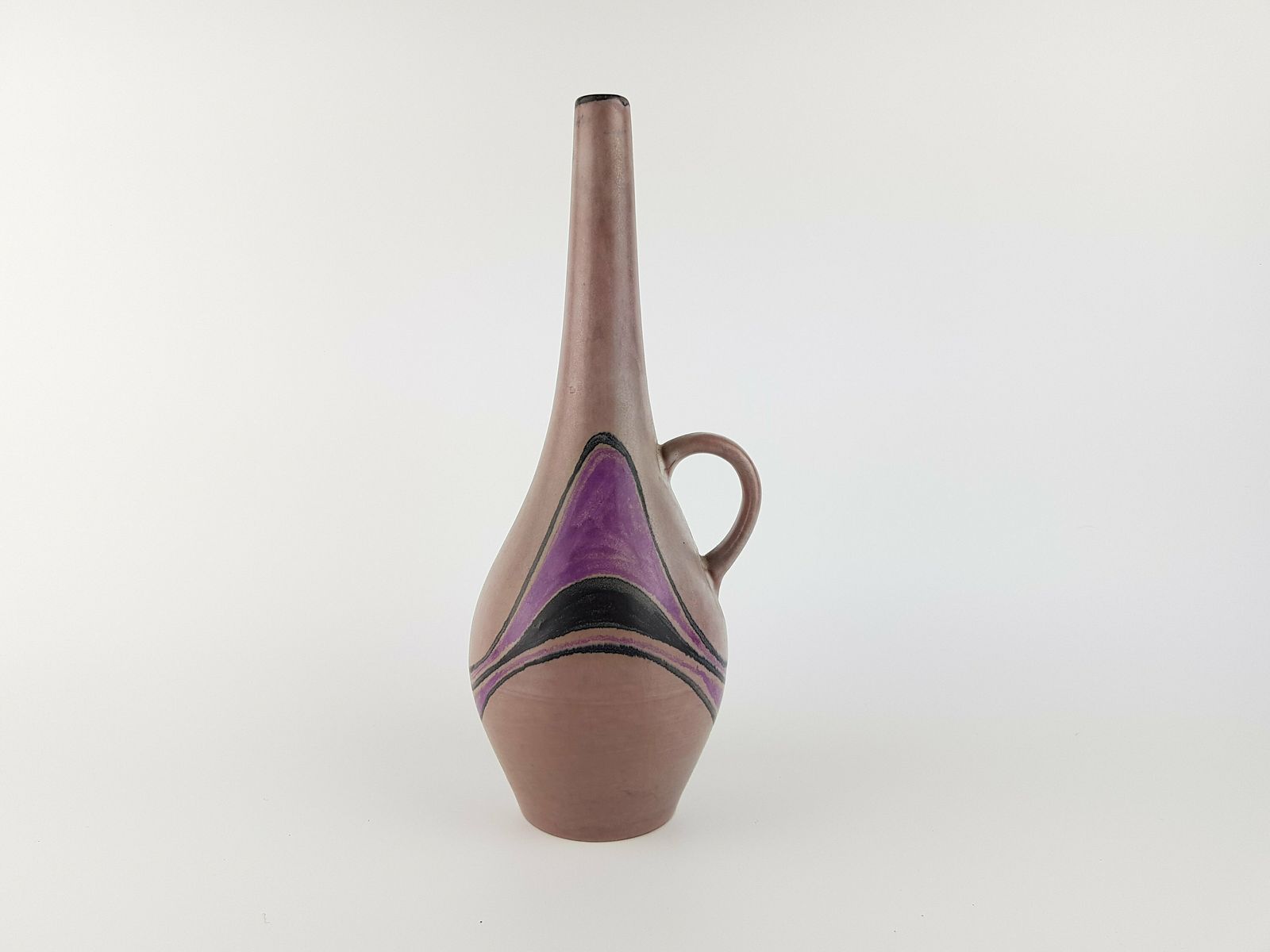 Vintage Ruscha Keramik Roze Paarse Vaas Met Handvatten Van Kurt Tschörner 339 West German Pottery, Jaren 1970