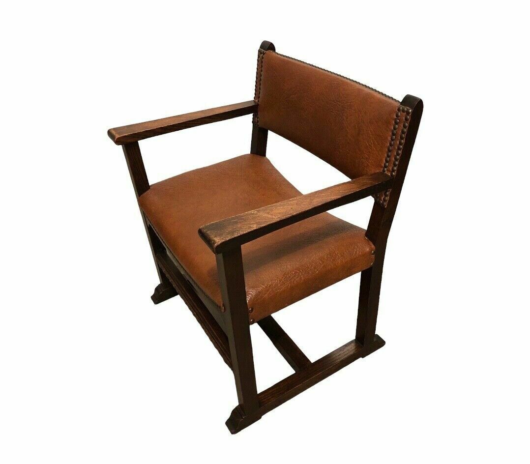 Handsome Arts And Crafts Oak Nursing Chair / Childs Chair photo furniture