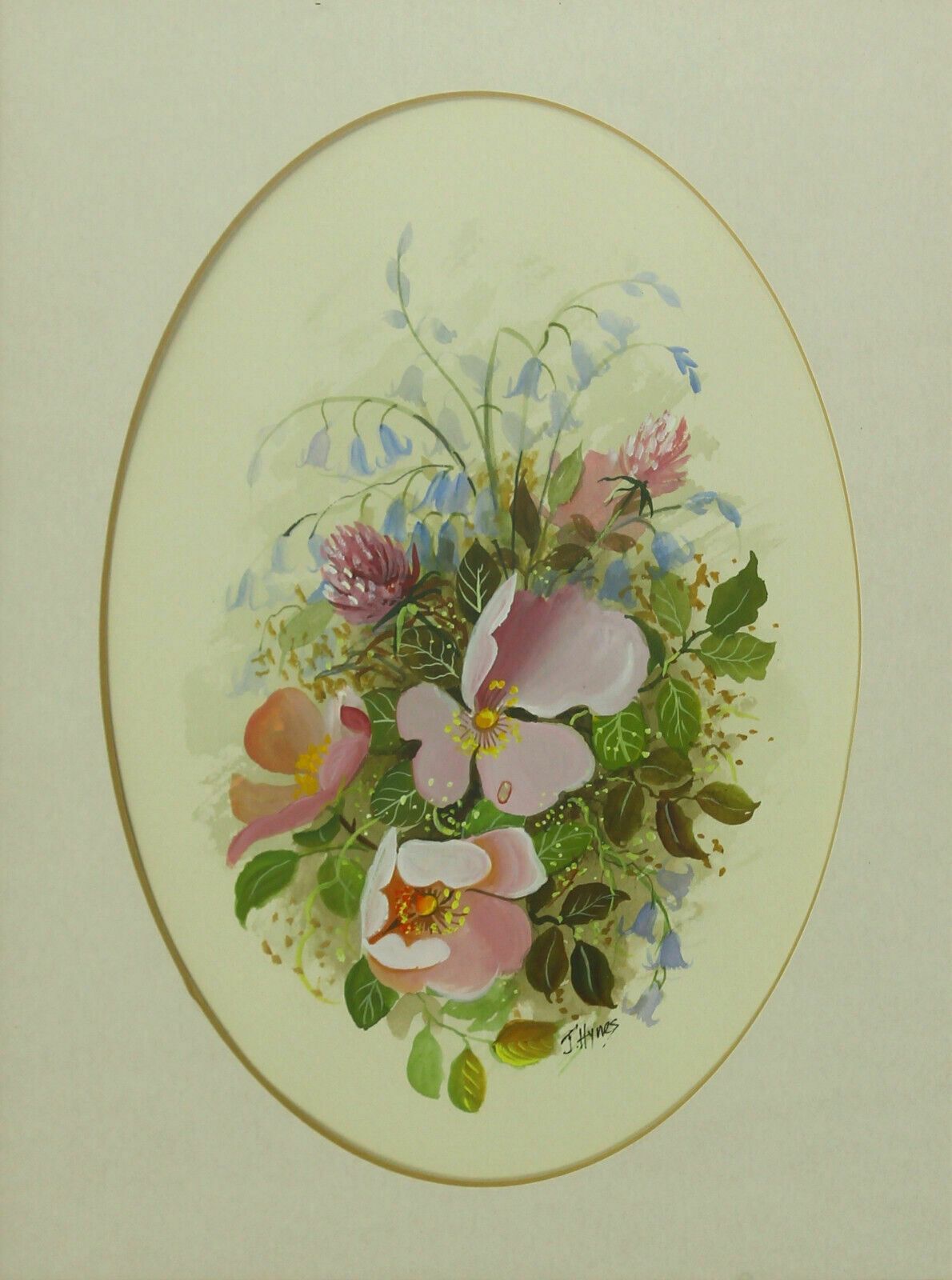 Watercolour Of Bluebells, Dog Roses And Red Clover By Joe Hynes. photo furniture