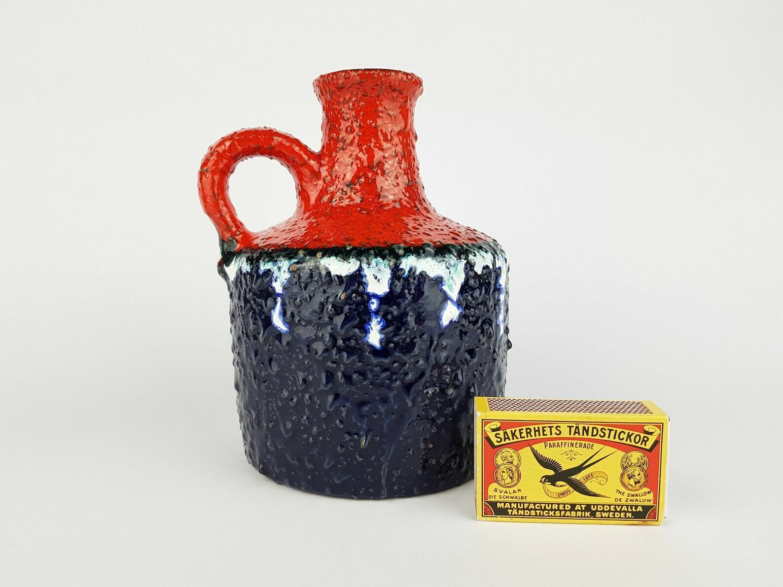 Vintage Marei Keramik Majolikafabrik Rheinbach Handled Fat Lava Vase 1970s West German Pottery 4300 photo furniture