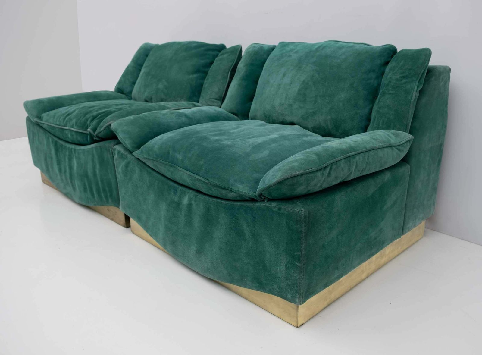 Pair Of Luciano Frigerio Mid Century Modern Suede Armchairs And Footrest, 1970s photo Furniture