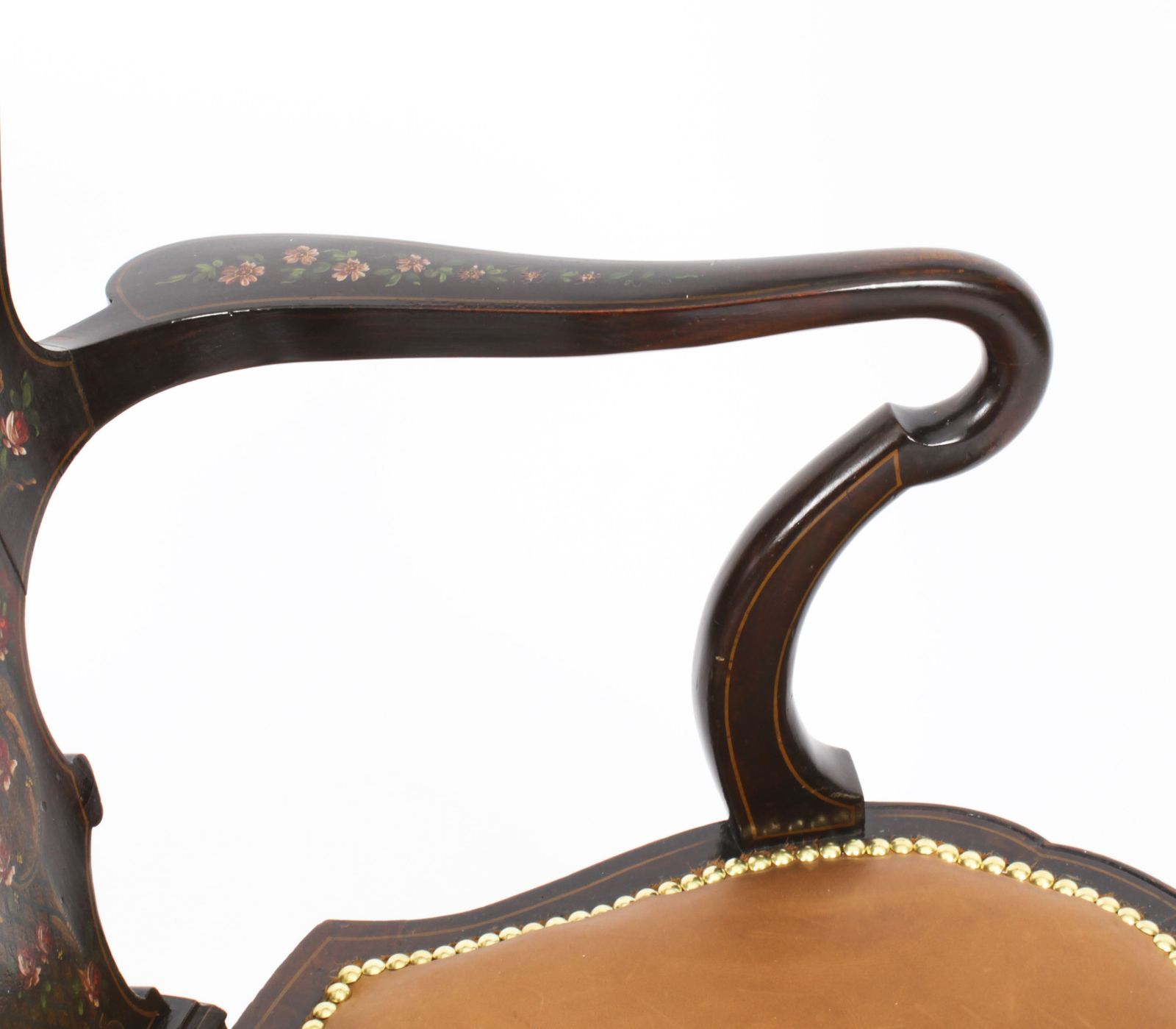 photo for sale Antique French Vernis Martin Salon Open Armchair Druce & Co 19th Century