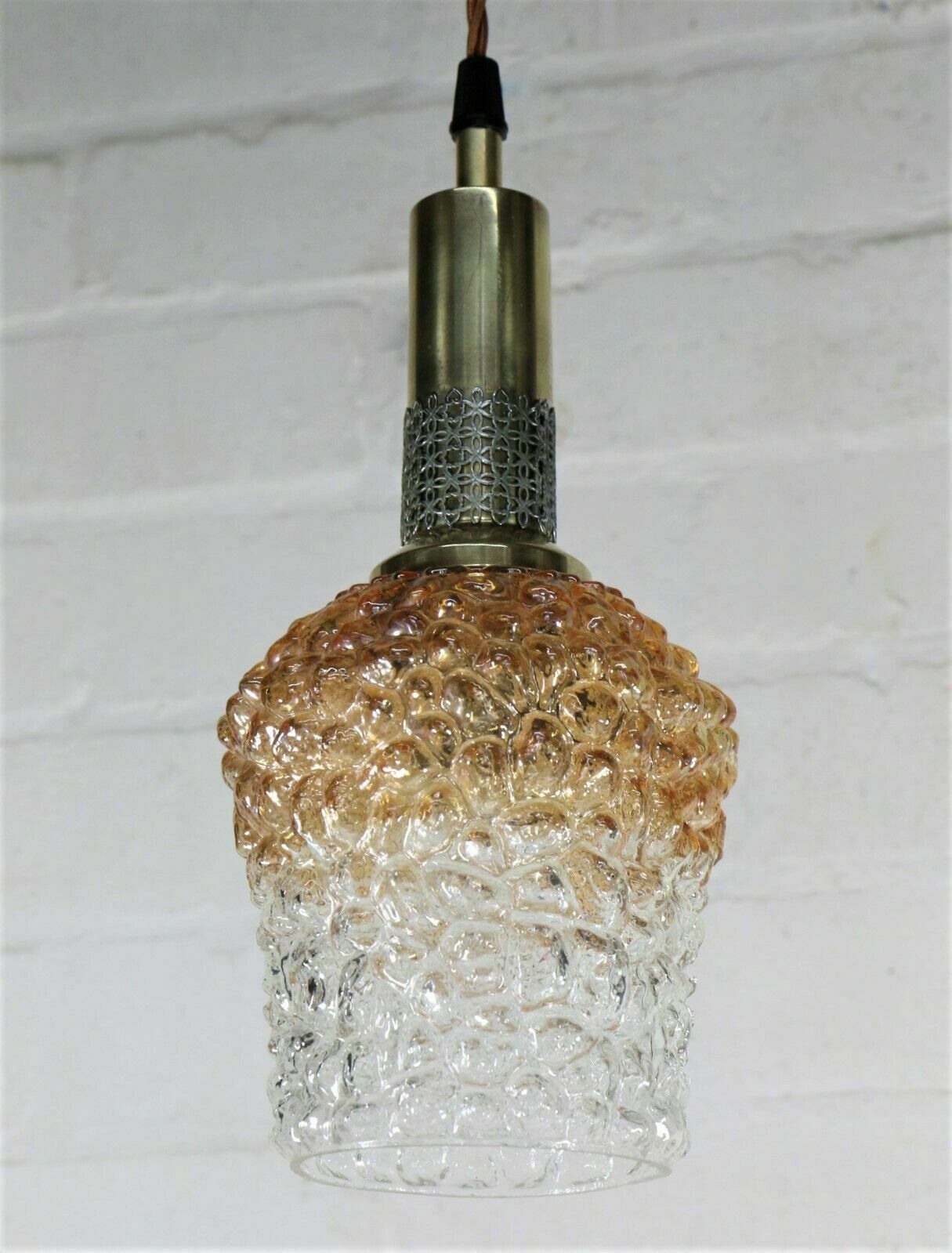 Vintage Ceiling Light French 1960s Glass Retro Bubble Glass Pendant photo Lighting