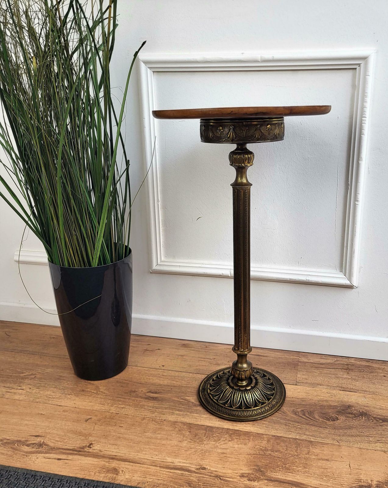 1980s Italian Modern Regency Neoclassical Brass Pedestal, Flower Pot Stand photo buy