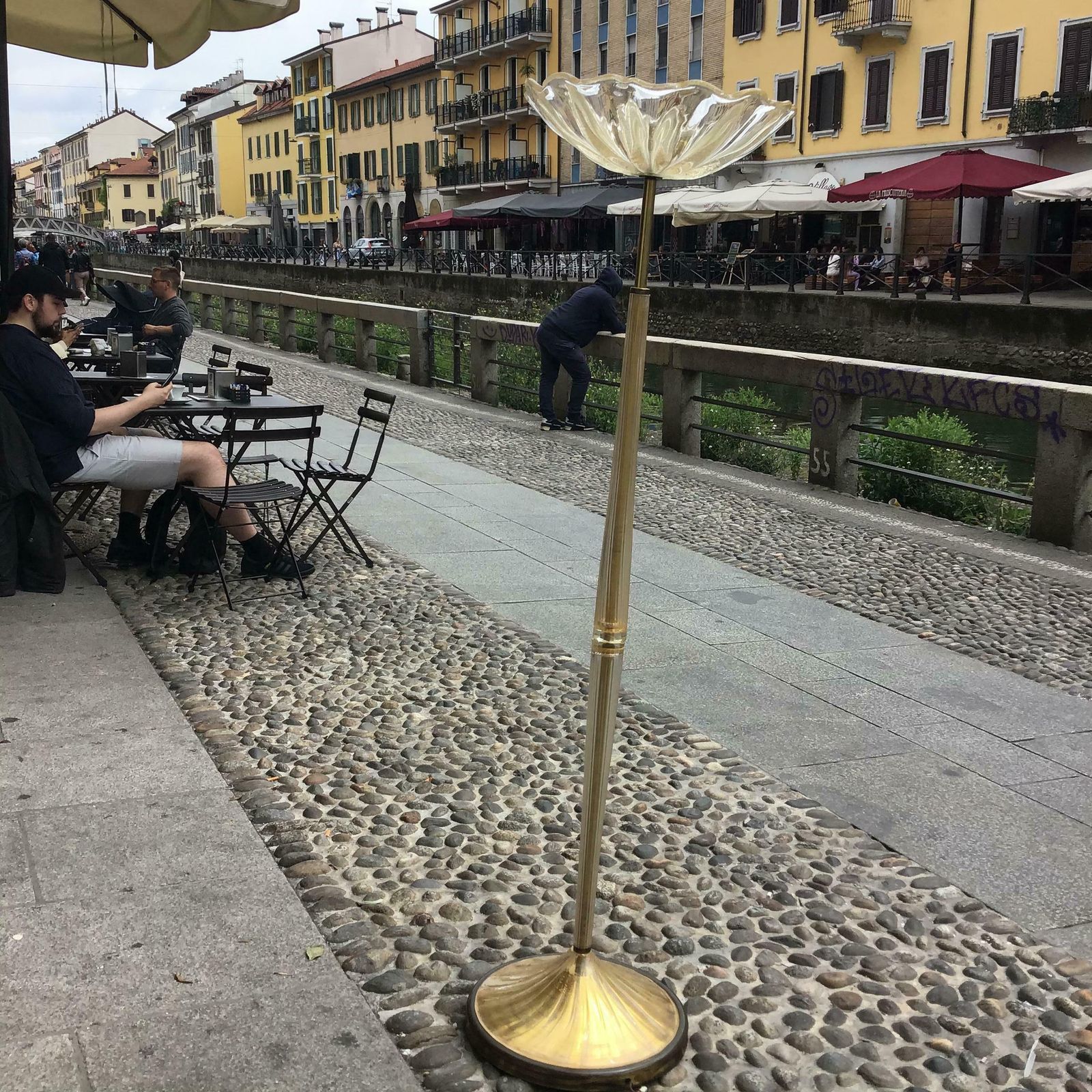 photo furniture Seguso Floor Lamp Murano Gold Glass Brass 1950 Italy