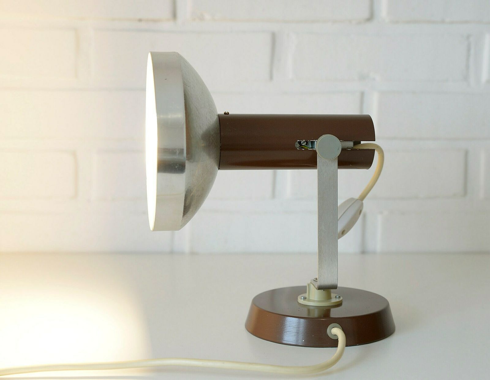 Vintage Desk Lamp / Minimalist Industrial Adjustable Mcm Light Fixture / Made In Yugoslavia In The 1960's