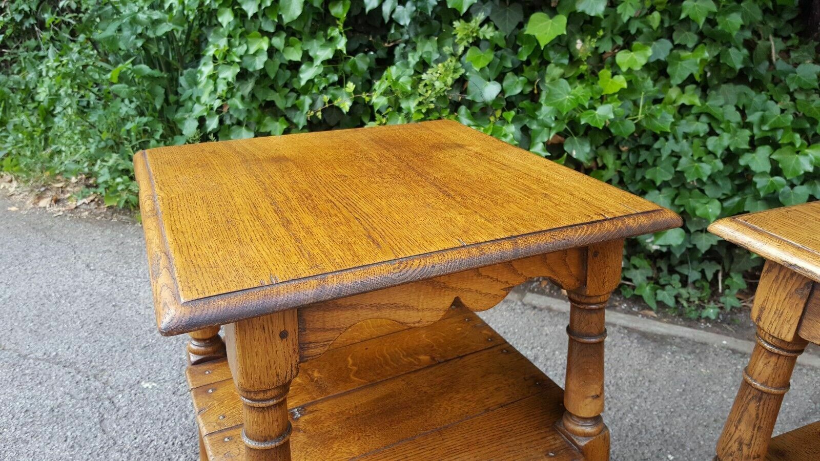 Matching Pair Of Oak Side Tables By Tudor Oak photo furniture