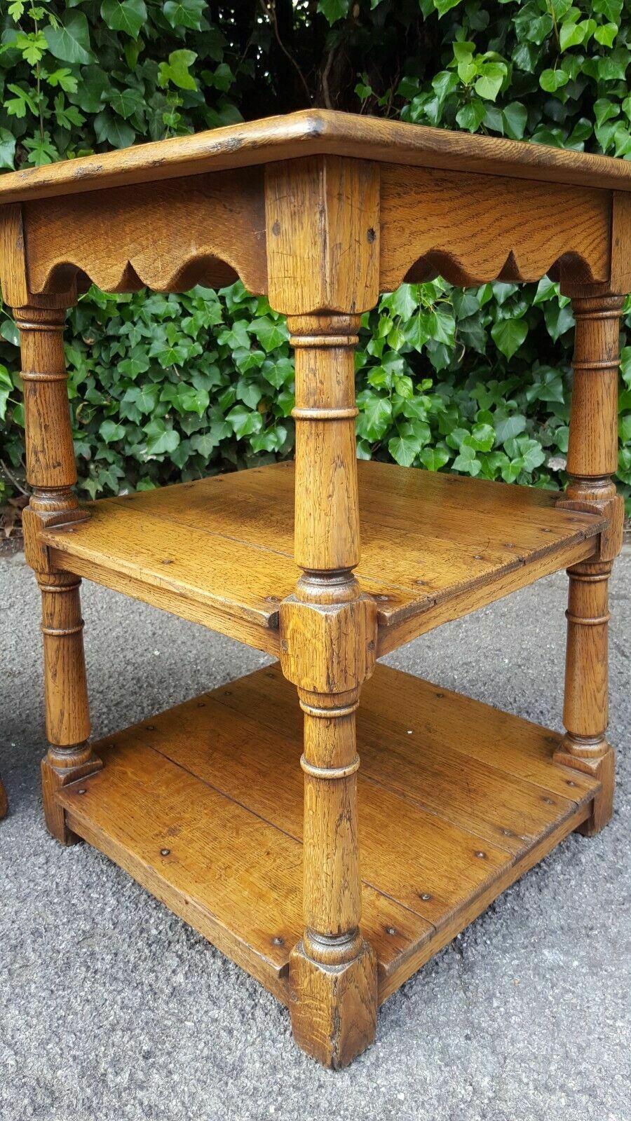 Matching Pair Of Oak Side Tables By Tudor Oak photo for sale
