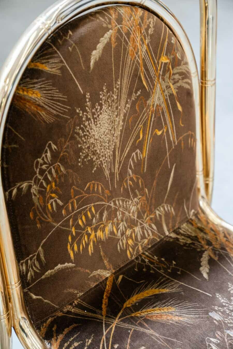 Gold Painted Table And 4 Original Fabric Chairs photo Furniture
