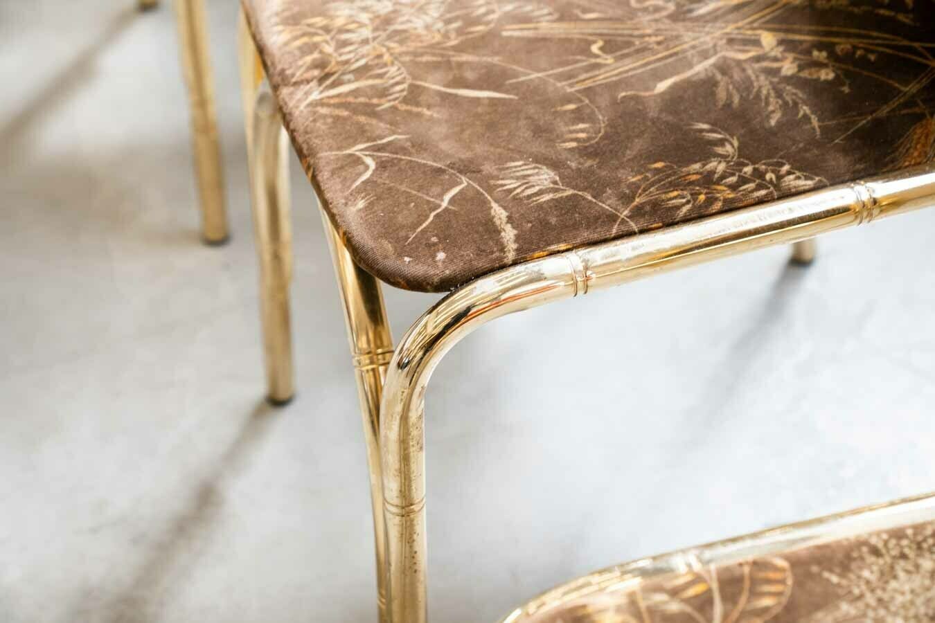 Gold Painted Table And 4 Original Fabric Chairs photo vintage