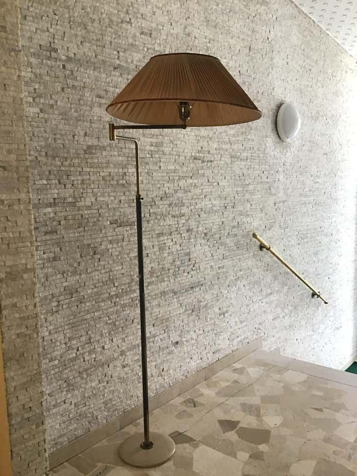 Arredoluce Angelo Lelii Adjustablfloor Lamp Marbre Brass Lampshade 1950, Italy photo 3954.0