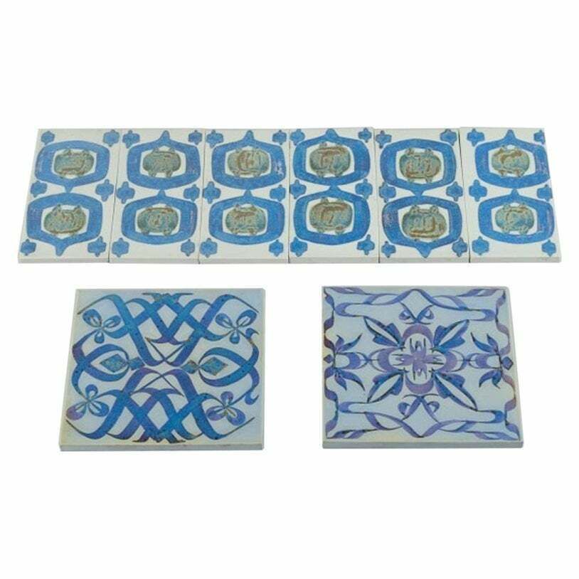 photo furniture Aluminia And Royal Copenhagen, Tenera Faience. Eight Tiles. Approx. 1960s/70s