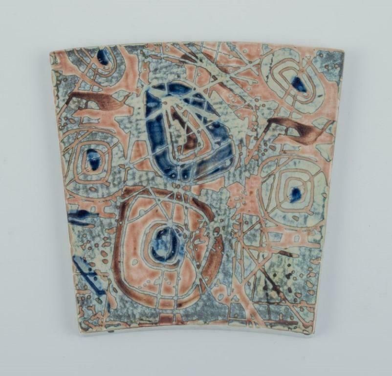 Royal Copenhagen, Six Baca Faience Tiles With Patterned Glaze. 1970s photo for sale