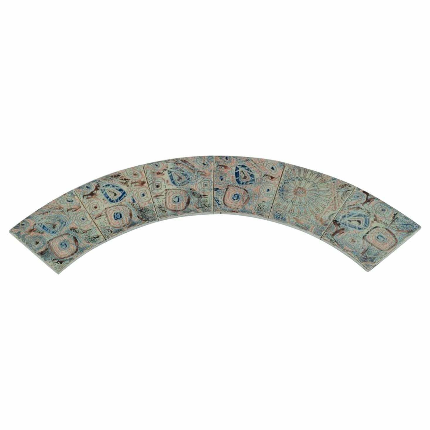 Royal Copenhagen, Six Baca Faience Tiles With Patterned Glaze. 1970s photo vintage