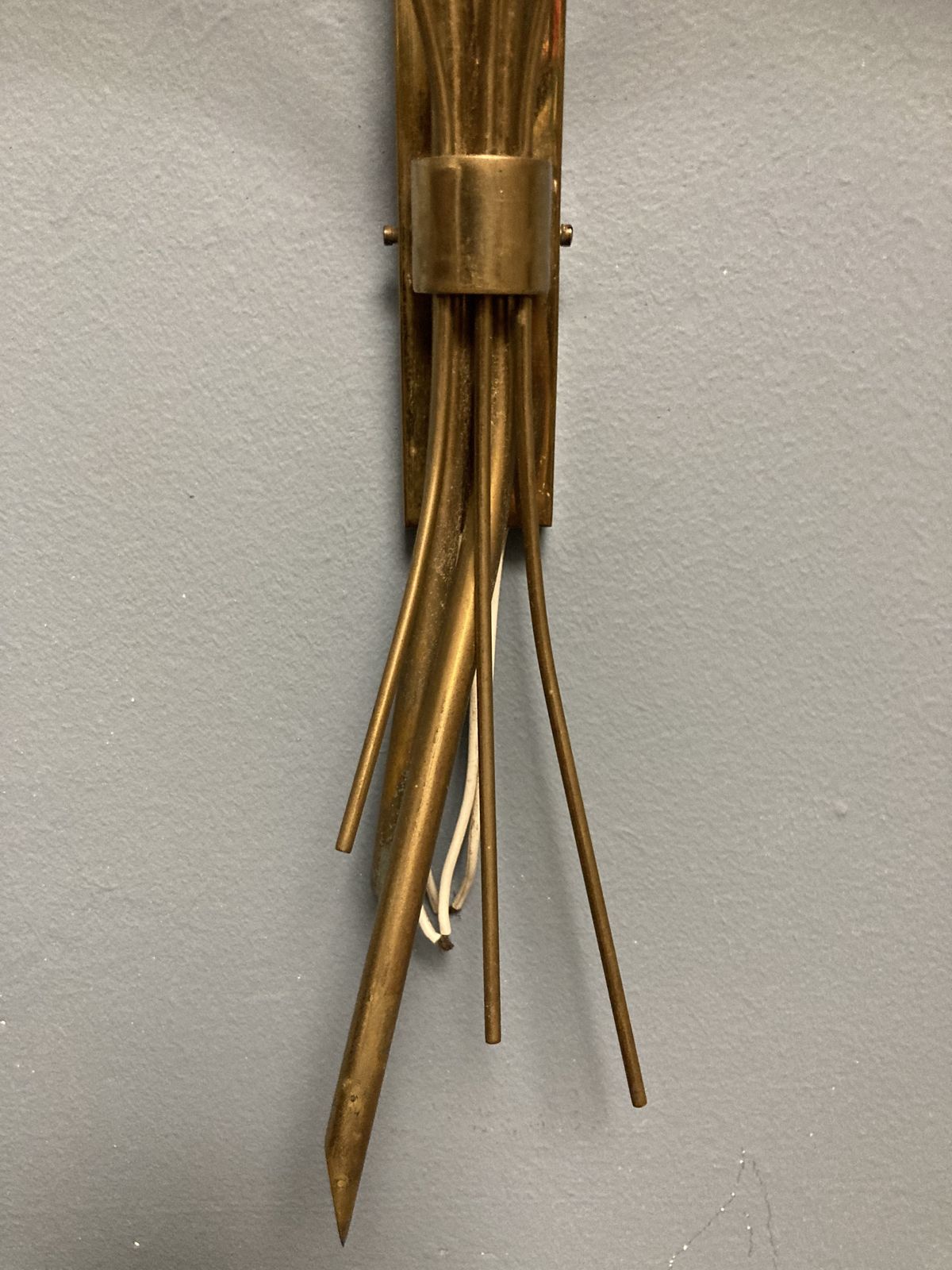 Mid Century Pair Of Brass & Perspex French Wall Lights Attributed To Maison Arlus photo vinterior
