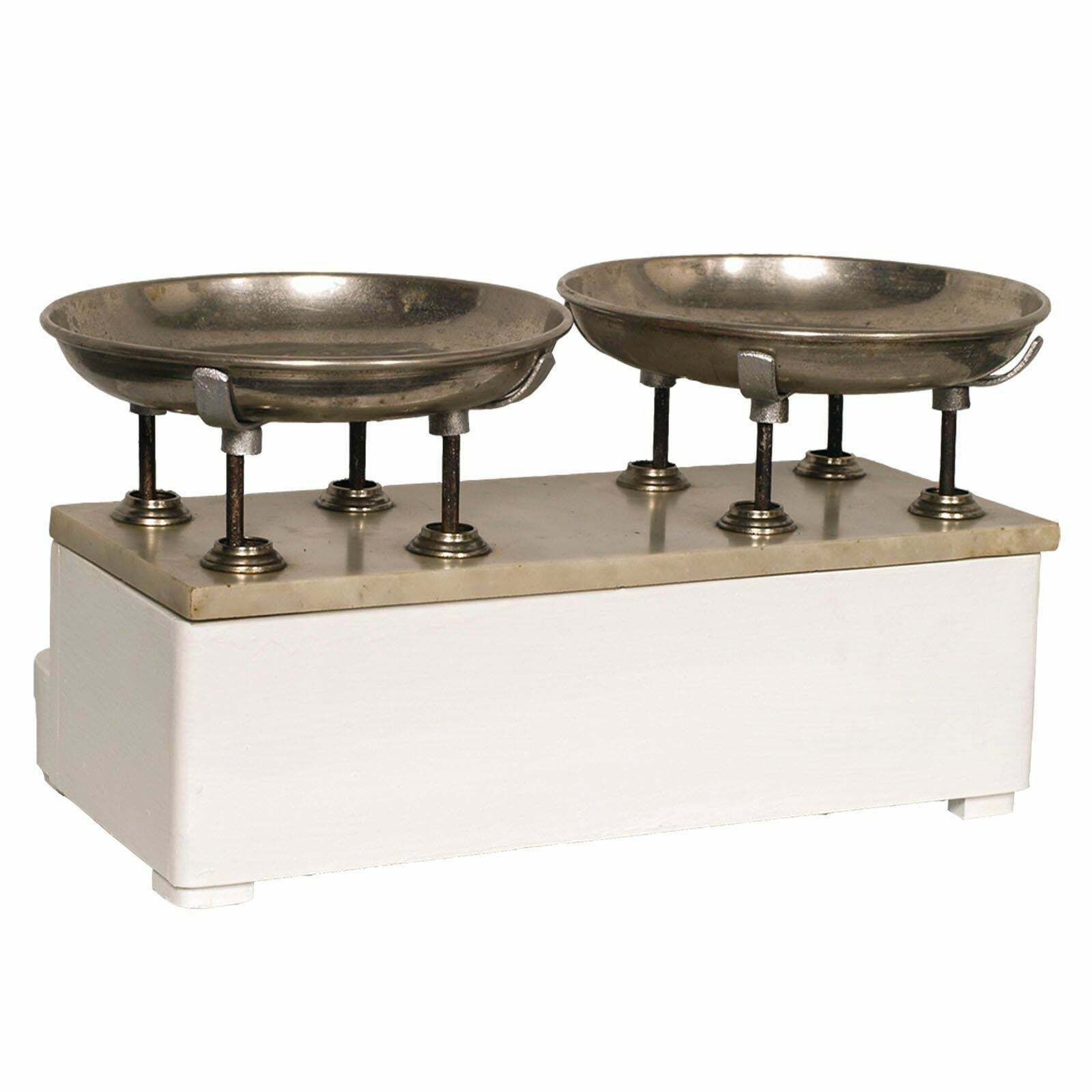 Antique Italian Bench Weight Scale Chromed Brass And Lacquered Wood 10 Weights photo for sale