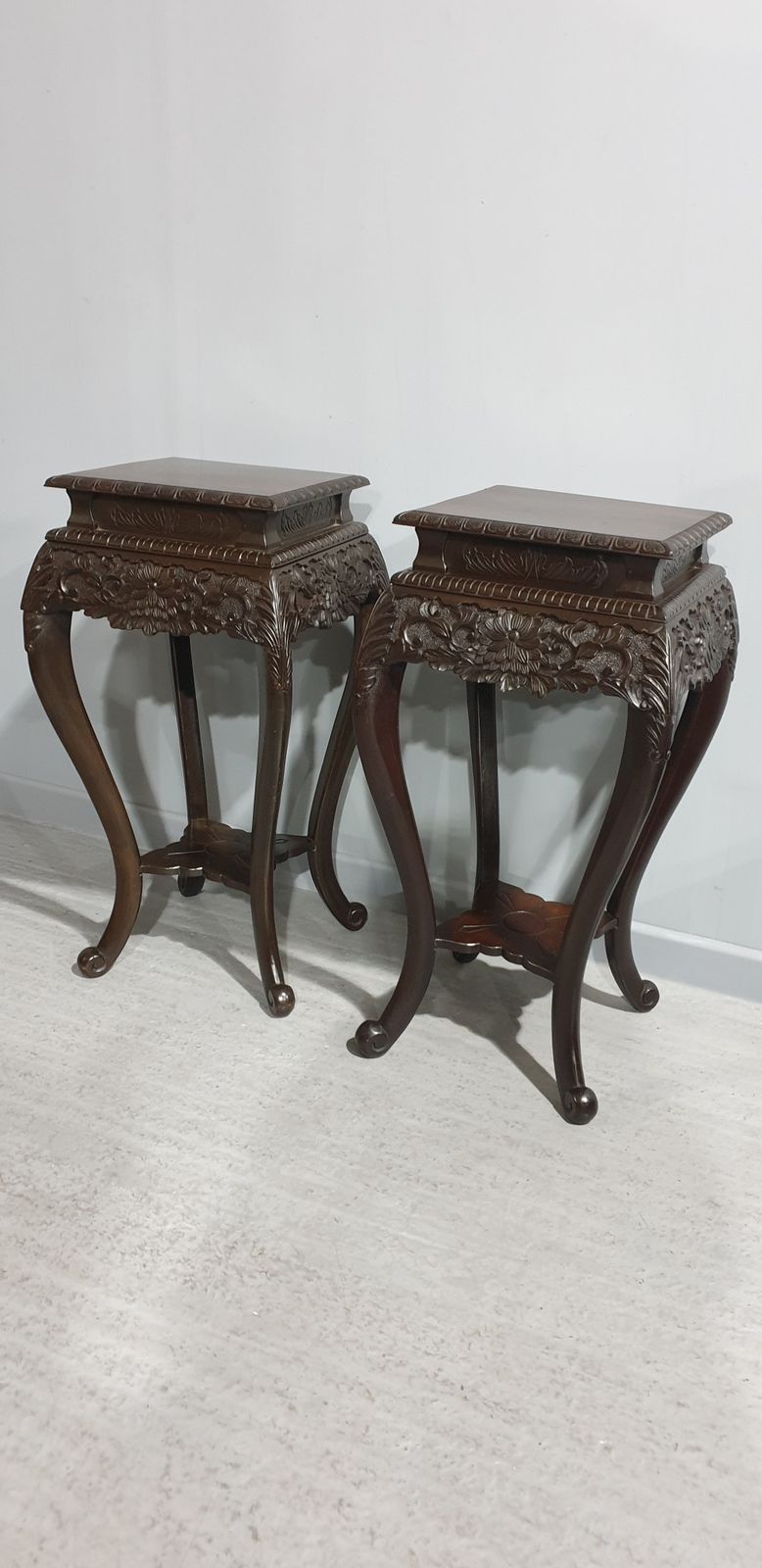 Top Quality Pair Oriental  Jardinere Stands photo vintage