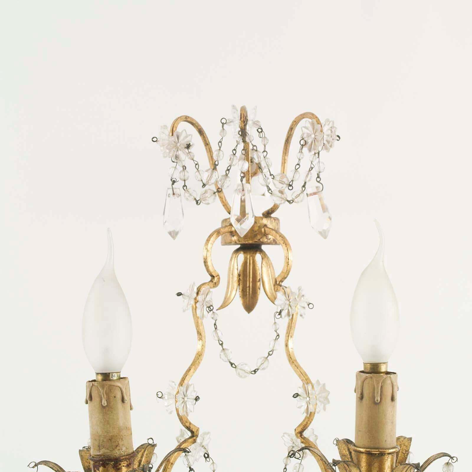 Pair Early 20th Century Maria Teresa Sconce Swarovsky Beaded From Wien photo vinterior