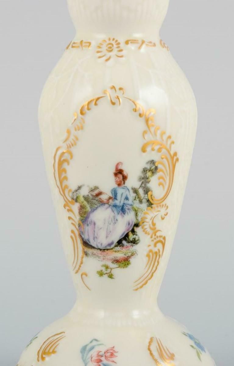 Rosenthal, Germany. "Sanssouci", Two Candlesticks And A Small Bowl In Porcelain. photo buy