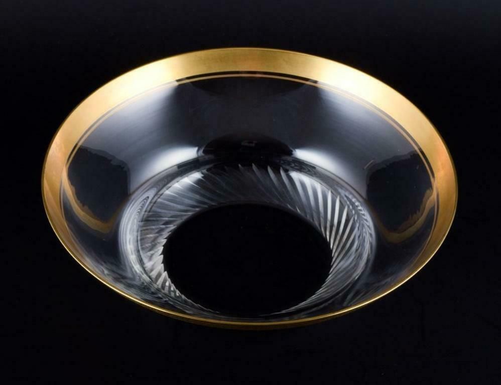 Rimpler Kristall, Zwiesel, Germany, Mouth Blown Crystal Bowl With Gold Rim photo furniture