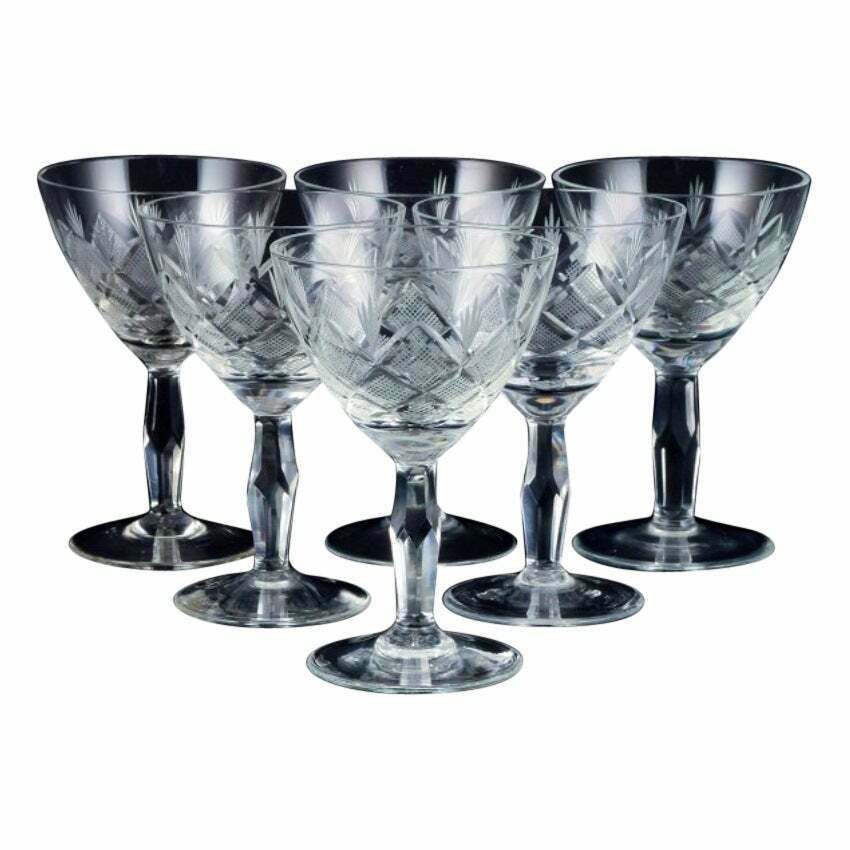 Wien Antik, Lyngby Glas, Denmark, Vintage Set Of Six Clear Sherry Glasses. photo Home Decor