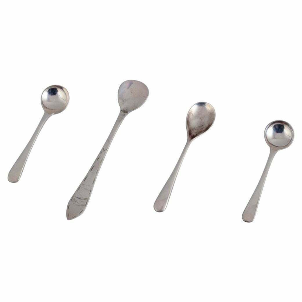 A Set Of Four Scandinavian Salt Spoons In Silver. 19th Century. photo furniture