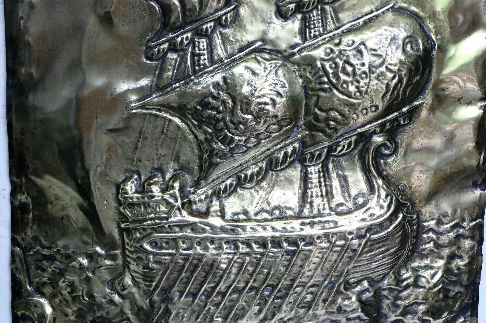 Antique Arts And Crafts English Brass Wall Hanging Galleon High Relief Pub Decor photo buy