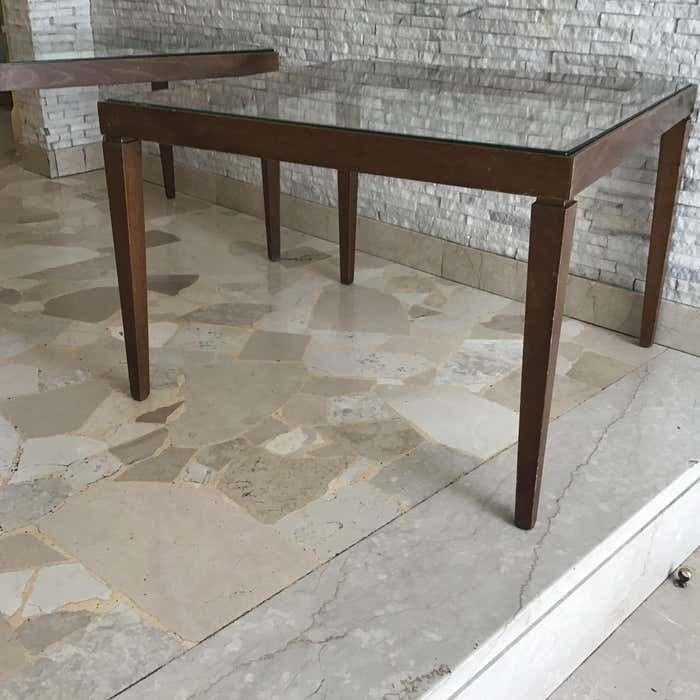 Paolo Buffa Couple Coffe Table Brass Wood Glass 1955 Italy photo for sale