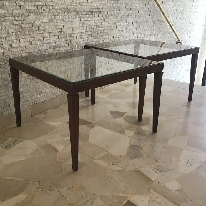 Paolo Buffa Couple Coffe Table Brass Wood Glass 1955 Italy photo vinterior