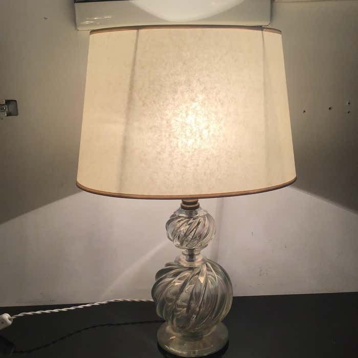 photo for sale Venini Table Lamp Murano Glass Brass Lampshade 1940 Italy
