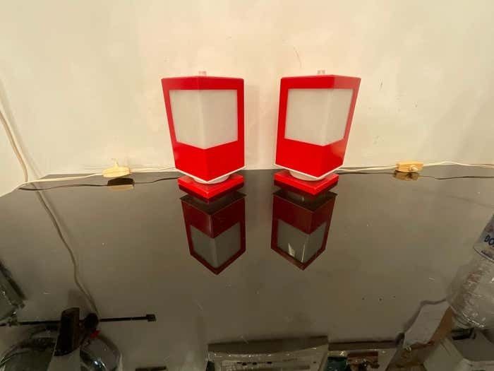 Pair Of Space Age Lamps By Anvia, Pop Art   Holland 1970s photo Lighting