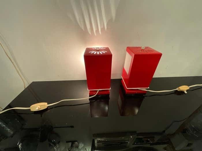 Pair Of Space Age Lamps By Anvia, Pop Art   Holland 1970s photo vinterior