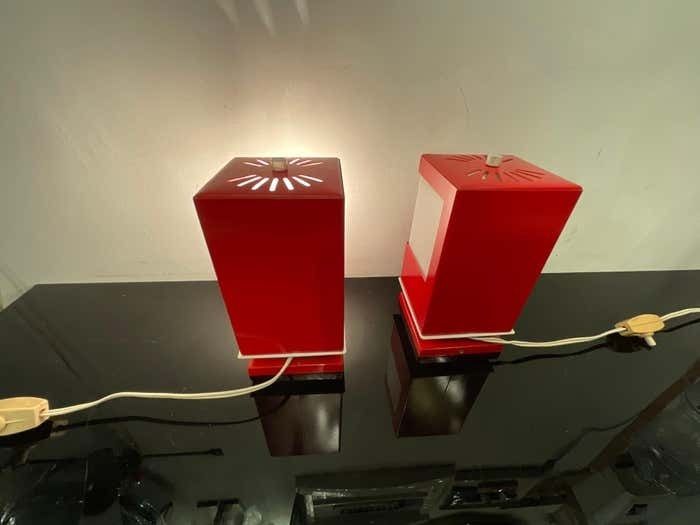 Pair Of Space Age Lamps By Anvia, Pop Art   Holland 1970s photo vintage