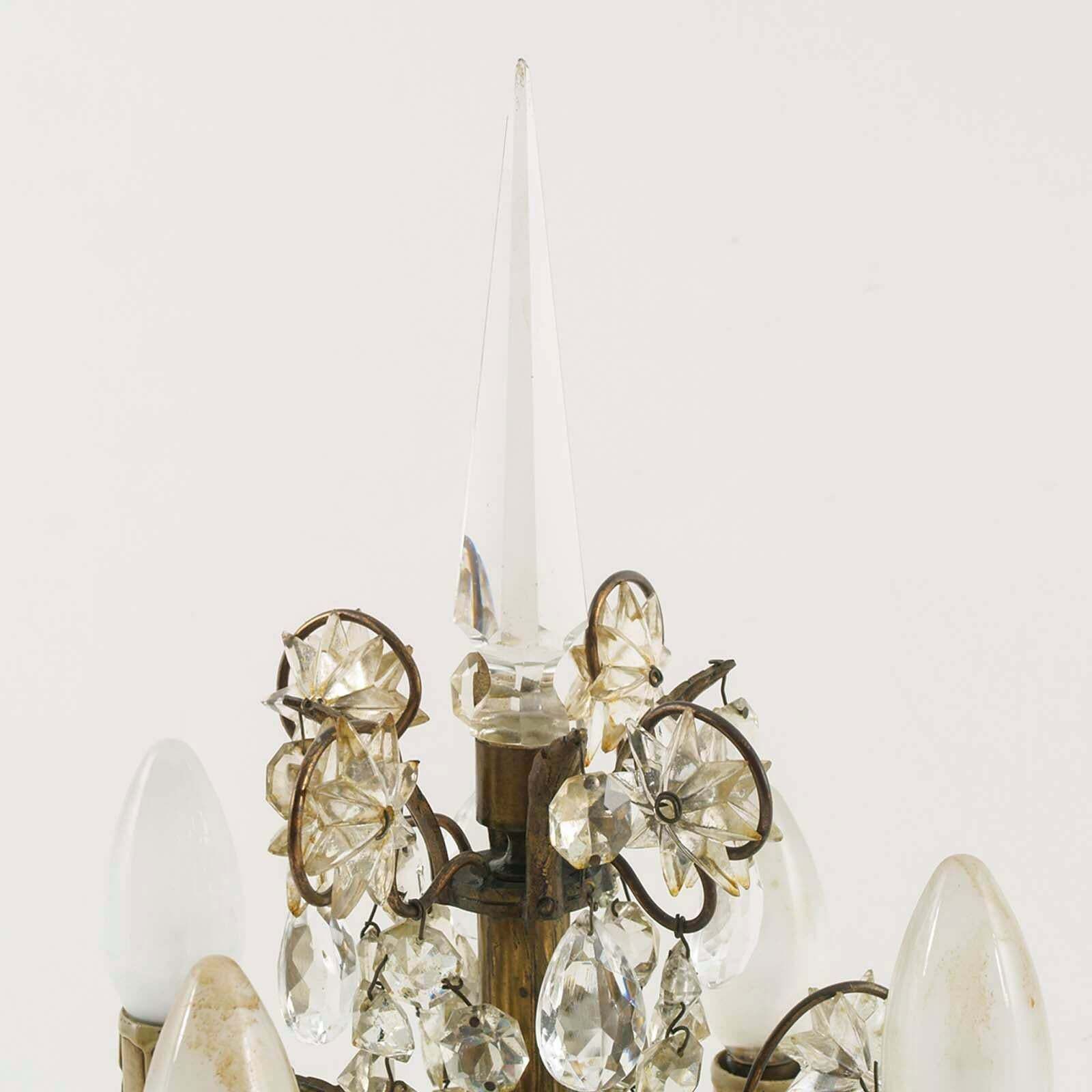 Antique Venetian Electrified Girandoles Candelabra, Swaroski Crystal, Gilt photo Lighting