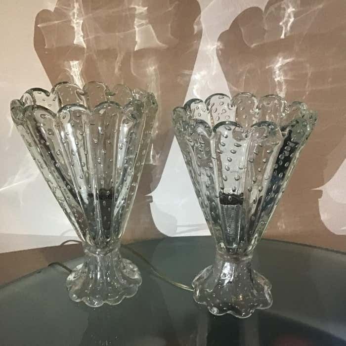 Barovier E Toso Couple Table Lamp Murano Glass 1940 Italy photo buy