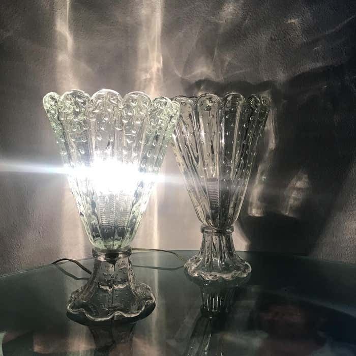 photo buy Barovier E Toso Couple Table Lamp Murano Glass 1940 Italy
