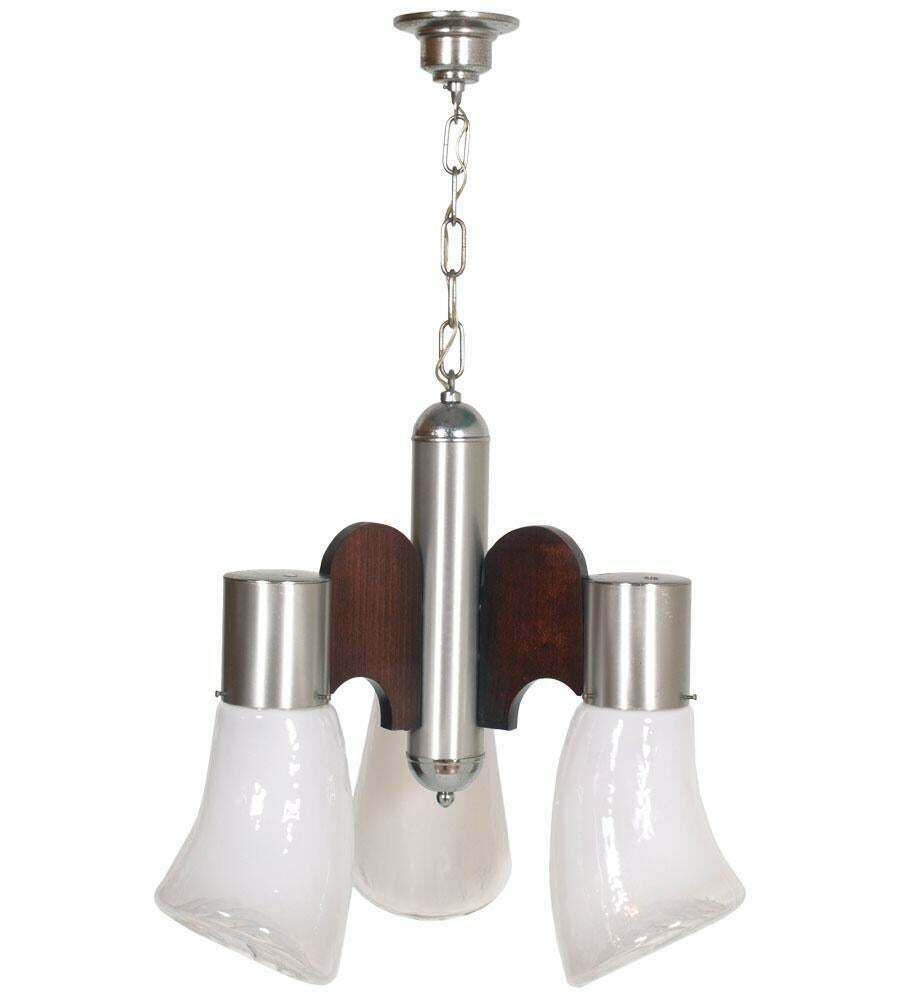 Stainless Steel Pendant Chandelier By Gaetano Sciolari For Mazzega, Murano Glass photo furniture