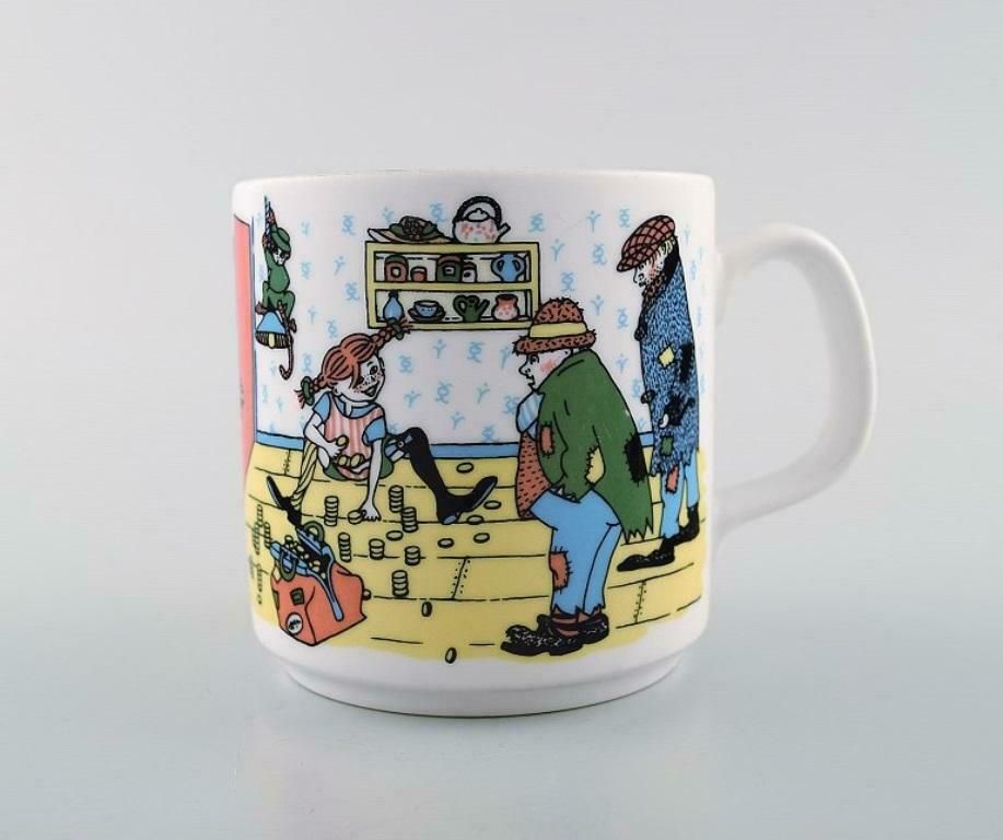 Rörstrand, Four Cups And A Plate In Porcelain With Pippi Longstocking Motifs photo buy