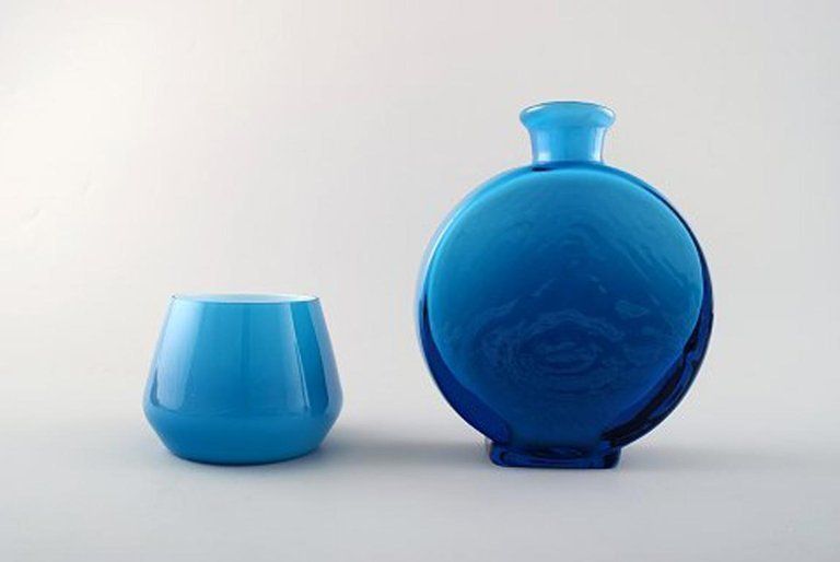Collection Of Swedish Art Glass, Five Turquoise Vases In Modern Design photo 298.0