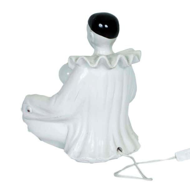 1950s Table Lamp Pierrot Figurine Statue Enamelled Ceramics By Nove Di Bassano photo for sale