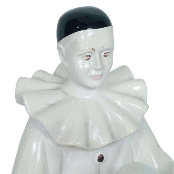 1950s Table Lamp Pierrot Figurine Statue Enamelled Ceramics By Nove Di Bassano photo 1634.32