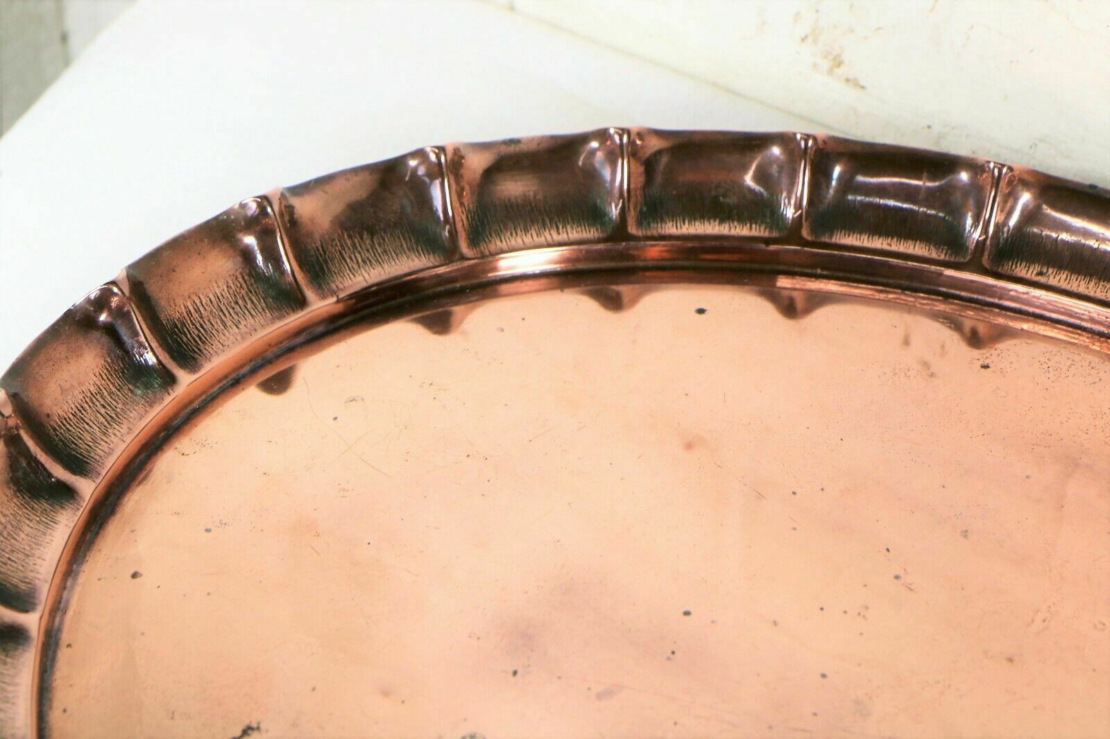 A Large Antique English Copper Tray Arts & Crafts Joseph Sankey Neptune Mark photo vintage