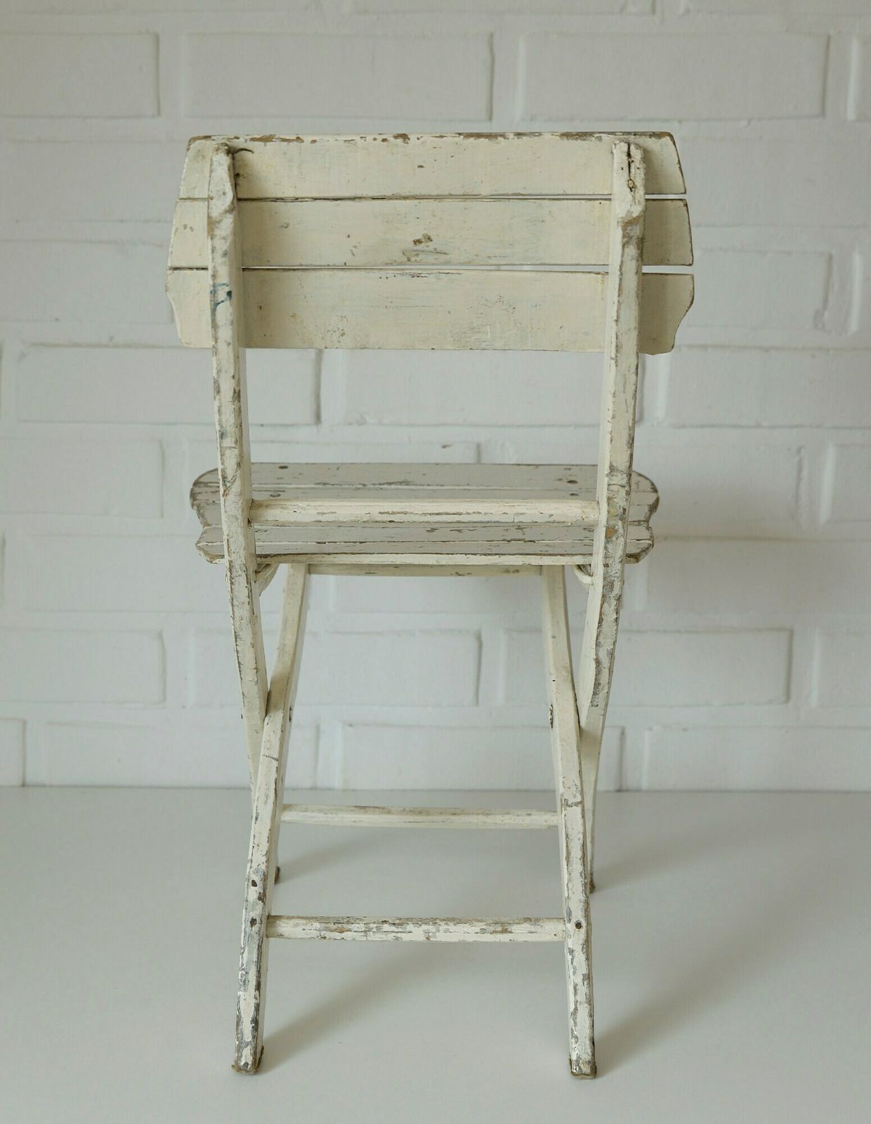 Vintage Wooden Stool / Rustic Folding Chair / Handmade Furniture / White Shabby Chic / Small Wood Stool From Yugoslavia 60's photo Furniture